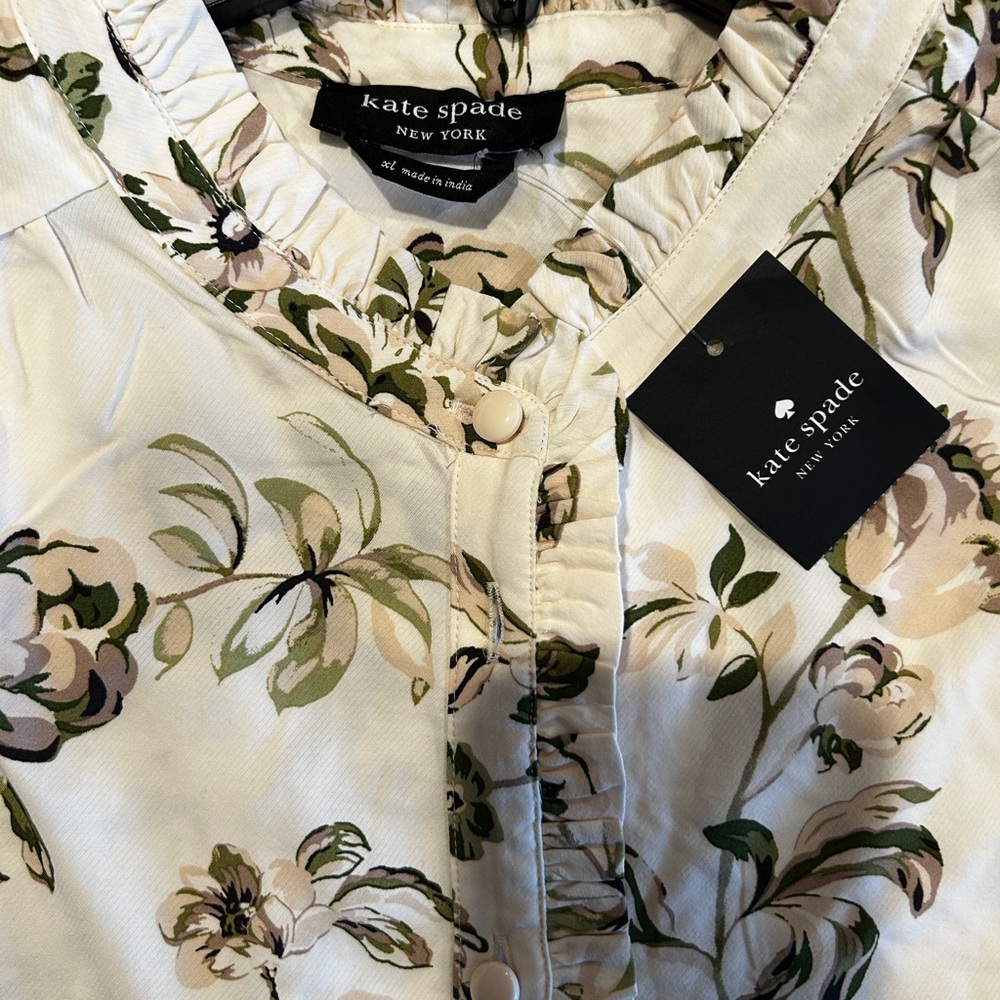 Kate Spade GATHERED FLOUNCE
SHIRTDRESS Color: Parchment XL NWT - Picture 12 of 12
